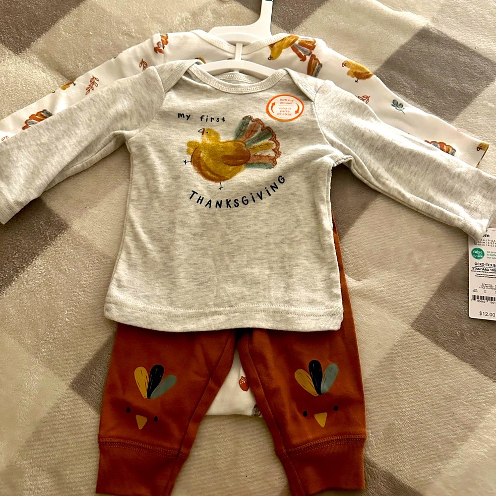 Brand New Carter’s 3 Piece Set 3m “My First Thanksgiving”